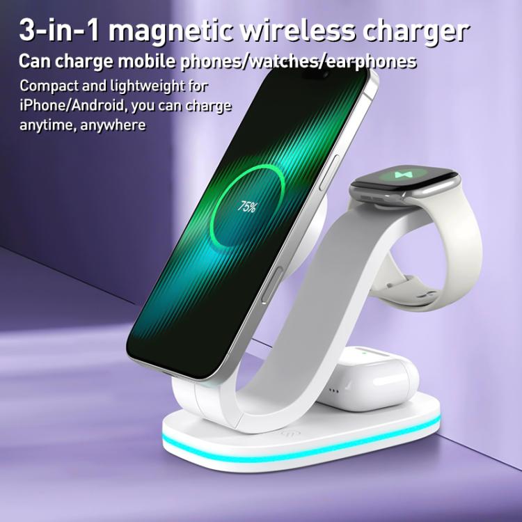 三合一手機／耳機／手錶通用無線充電器，三合一通用（黑色）、三合一通用（白色）