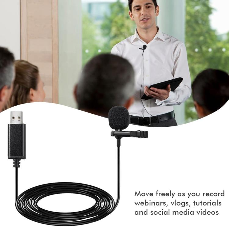 USB 介面筆記型電腦領夾式麥克風，適用於直播會議錄音，USB 介面