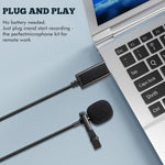USB 介面筆記型電腦領夾式麥克風，適用於直播會議錄音，USB 介面