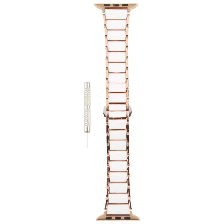 三珠陶瓷18mm鋼錶帶，適用於 Apple Watch 46mm / 49mm / 45mm / 44mm，適用於 Apple Watch 42mm / 41mm / 40mm / 38mm