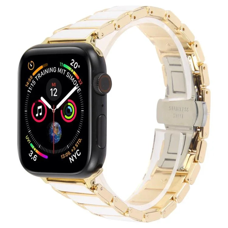 三珠陶瓷18mm鋼錶帶，適用於 Apple Watch 46mm / 49mm / 45mm / 44mm，適用於 Apple Watch 42mm / 41mm / 40mm / 38mm
