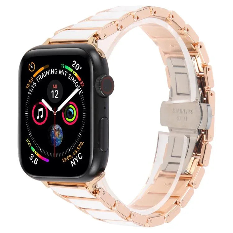 三珠陶瓷18mm鋼錶帶，適用於 Apple Watch 46mm / 49mm / 45mm / 44mm，適用於 Apple Watch 42mm / 41mm / 40mm / 38mm
