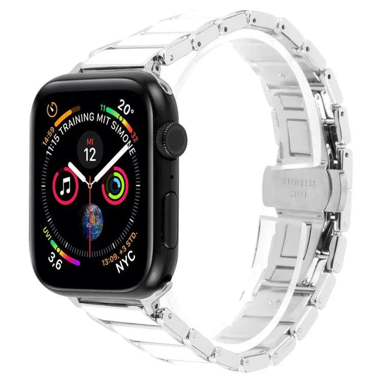 三珠陶瓷18mm鋼錶帶，適用於 Apple Watch 46mm / 49mm / 45mm / 44mm，適用於 Apple Watch 42mm / 41mm / 40mm / 38mm