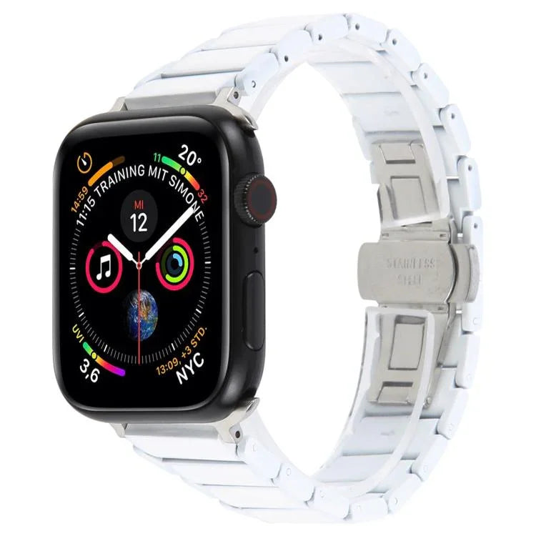 三珠陶瓷18mm鋼錶帶，適用於 Apple Watch 46mm / 49mm / 45mm / 44mm，適用於 Apple Watch 42mm / 41mm / 40mm / 38mm