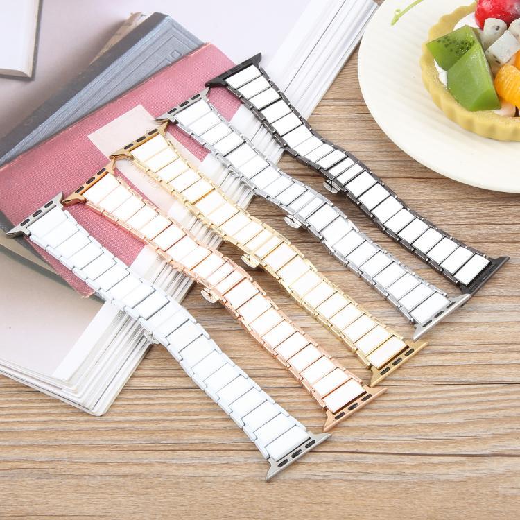 三珠陶瓷18mm鋼錶帶，適用於 Apple Watch 46mm / 49mm / 45mm / 44mm，適用於 Apple Watch 42mm / 41mm / 40mm / 38mm