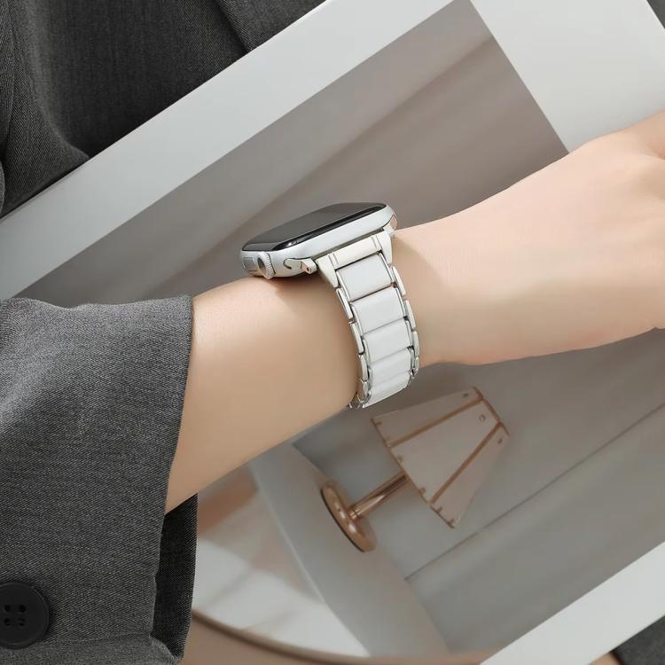 三珠陶瓷18mm鋼錶帶，適用於 Apple Watch 46mm / 49mm / 45mm / 44mm，適用於 Apple Watch 42mm / 41mm / 40mm / 38mm