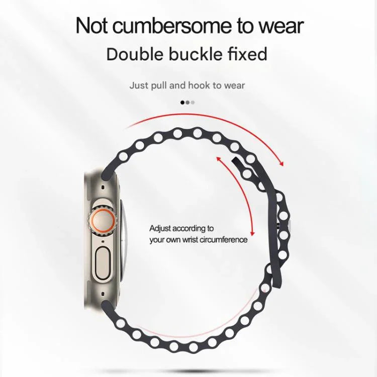 蝴蝶扣海洋矽膠錶帶，附整合式PC保護殼，適用於Apple Watch系列44mm、Apple Watch系列40mm、Apple Watch系列10 / 11 46mm、Apple Watch系列10 / 11 42mm、Apple Watch系列45mm