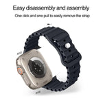 蝴蝶扣海洋矽膠錶帶，附整合式PC保護殼，適用於Apple Watch系列44mm、Apple Watch系列40mm、Apple Watch系列10 / 11 46mm、Apple Watch系列10 / 11 42mm、Apple Watch系列45mm