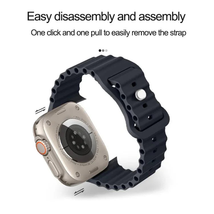 蝴蝶扣海洋矽膠錶帶，附整合式PC保護殼，適用於Apple Watch系列44mm、Apple Watch系列40mm、Apple Watch系列10 / 11 46mm、Apple Watch系列10 / 11 42mm、Apple Watch系列45mm