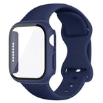 蝴蝶扣矽膠錶帶，附整合式PC保護蓋，適用於Apple Watch系列44mm、Apple Watch系列40mm、Apple Watch系列10 / 11 46mm、Apple Watch系列10 / 11 42mm、Apple Watch系列45mm