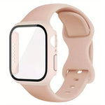 蝴蝶扣矽膠錶帶，附整合式PC保護蓋，適用於Apple Watch系列44mm、Apple Watch系列40mm、Apple Watch系列10 / 11 46mm、Apple Watch系列10 / 11 42mm、Apple Watch系列45mm