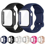 蝴蝶扣矽膠錶帶，附整合式PC保護蓋，適用於Apple Watch系列44mm、Apple Watch系列40mm、Apple Watch系列10 / 11 46mm、Apple Watch系列10 / 11 42mm、Apple Watch系列45mm