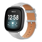 xDfind Flat Head Black Shark Fine Grain Leather Watch Band, For Fitbit Versa 4 / 3 / Sense2 / 1 20mm, For Fitbit Versa 2 / Versa / Versa Lite 22mm