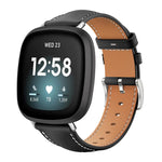 xDfind Flat Head Black Shark Fine Grain Leather Watch Band, For Fitbit Versa 4 / 3 / Sense2 / 1 20mm, For Fitbit Versa 2 / Versa / Versa Lite 22mm