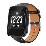 xDfind Flat Head Black Shark Fine Grain Leather Watch Band, For Garmin Fenix 8/7/6/5 22mm 20mm, For Garmin Fenix 8/7X/6X/5X 26mm 22mm, For Garmin Forerunner 220/735/735XT/230/235 20mm, For Garmin Forerunner 35/30/35j 20mm