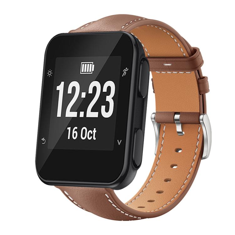 xDfind Flat Head Black Shark Fine Grain Leather Watch Band, For Garmin Fenix 8/7/6/5 22mm 20mm, For Garmin Fenix 8/7X/6X/5X 26mm 22mm, For Garmin Forerunner 220/735/735XT/230/235 20mm, For Garmin Forerunner 35/30/35j 20mm