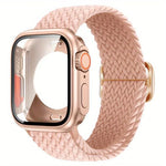 梯形扣環尼龍錶帶，附可更換Ultra 49mm薄膜PC保護蓋，適用於Apple Watch系列44mm、Apple Watch系列40mm、Apple Watch系列10 / 11 46mm、Apple Watch系列10 / 11 42mm、Apple Watch系列45mm