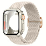 梯形扣環尼龍錶帶，附可更換Ultra 49mm薄膜PC保護蓋，適用於Apple Watch系列44mm、Apple Watch系列40mm、Apple Watch系列10 / 11 46mm、Apple Watch系列10 / 11 42mm、Apple Watch系列45mm