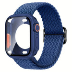 梯形扣環尼龍錶帶，附可更換Ultra 49mm薄膜PC保護蓋，適用於Apple Watch系列44mm、Apple Watch系列40mm、Apple Watch系列10 / 11 46mm、Apple Watch系列10 / 11 42mm、Apple Watch系列45mm