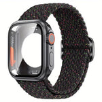 梯形扣環尼龍錶帶，附可更換Ultra 49mm薄膜PC保護蓋，適用於Apple Watch系列44mm、Apple Watch系列40mm、Apple Watch系列10 / 11 46mm、Apple Watch系列10 / 11 42mm、Apple Watch系列45mm