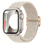 梯形扣環尼龍錶帶，附可更換Ultra 49mm薄膜PC保護蓋，適用於Apple Watch系列44mm、Apple Watch系列40mm、Apple Watch系列10 / 11 46mm、Apple Watch系列10 / 11 42mm、Apple Watch系列45mm