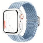 梯形扣環尼龍錶帶，附可更換Ultra 49mm薄膜PC保護蓋，適用於Apple Watch系列44mm、Apple Watch系列40mm、Apple Watch系列10 / 11 46mm、Apple Watch系列10 / 11 42mm、Apple Watch系列45mm