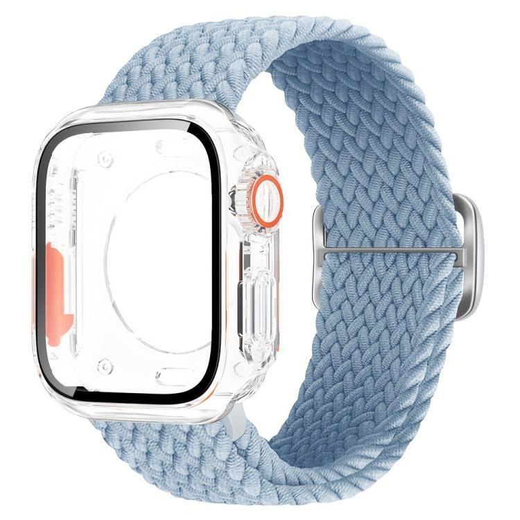 梯形扣環尼龍錶帶，附可更換Ultra 49mm薄膜PC保護蓋，適用於Apple Watch系列44mm、Apple Watch系列40mm、Apple Watch系列10 / 11 46mm、Apple Watch系列10 / 11 42mm、Apple Watch系列45mm
