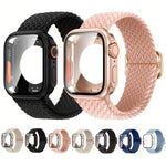 梯形扣環尼龍錶帶，附可更換Ultra 49mm薄膜PC保護蓋，適用於Apple Watch系列44mm、Apple Watch系列40mm、Apple Watch系列10 / 11 46mm、Apple Watch系列10 / 11 42mm、Apple Watch系列45mm