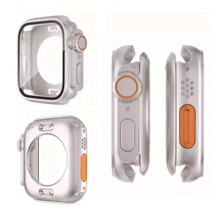 梯形扣環尼龍錶帶，附可更換Ultra 49mm薄膜PC保護蓋，適用於Apple Watch系列44mm、Apple Watch系列40mm、Apple Watch系列10 / 11 46mm、Apple Watch系列10 / 11 42mm、Apple Watch系列45mm