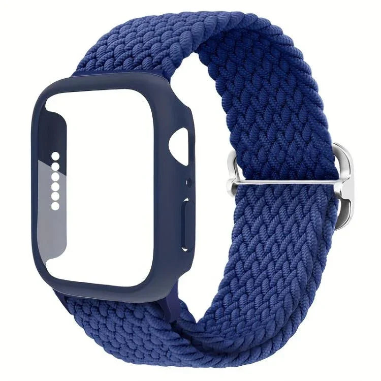 梯形扣環尼龍錶帶，附磨砂薄膜PC保護蓋，適用於Apple Watch系列44mm、Apple Watch系列40mm、Apple Watch系列10 / 11 46mm、Apple Watch系列10 / 11 42mm、Apple Watch系列45mm、Apple Watch系列41mm