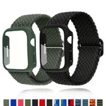 梯形扣環尼龍錶帶，附磨砂薄膜PC保護蓋，適用於Apple Watch系列44mm、Apple Watch系列40mm、Apple Watch系列10 / 11 46mm、Apple Watch系列10 / 11 42mm、Apple Watch系列45mm、Apple Watch系列41mm