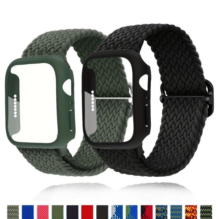 梯形扣環尼龍錶帶，附磨砂薄膜PC保護蓋，適用於Apple Watch系列44mm、Apple Watch系列40mm、Apple Watch系列10 / 11 46mm、Apple Watch系列10 / 11 42mm、Apple Watch系列45mm、Apple Watch系列41mm