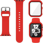 針扣矽膠錶帶，附整合式PC保護殼，適用於Apple Watch系列44mm、Apple Watch系列40mm、Apple Watch系列10 / 11 46mm、Apple Watch系列10 / 11 42mm、Apple Watch Ultra 3 / 2 / 1 49mm
