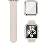 針扣矽膠錶帶，附整合式PC保護殼，適用於Apple Watch系列44mm、Apple Watch系列40mm、Apple Watch系列10 / 11 46mm、Apple Watch系列10 / 11 42mm、Apple Watch Ultra 3 / 2 / 1 49mm