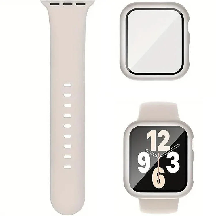 針扣矽膠錶帶，附整合式PC保護殼，適用於Apple Watch系列44mm、Apple Watch系列40mm、Apple Watch系列10 / 11 46mm、Apple Watch系列10 / 11 42mm、Apple Watch Ultra 3 / 2 / 1 49mm