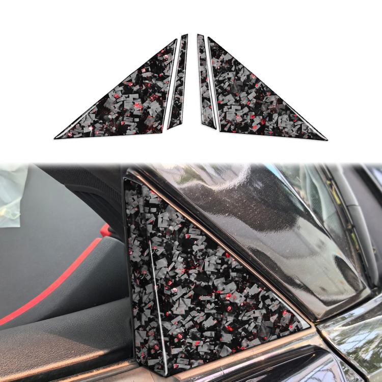 4pcs/Set Forged Gold Foil Carbon Fiber Car Outside A-pillar Decorative Sticker for Chevrolet Corvette C8 2020-, Left and Right Driver, Outside A-pillar