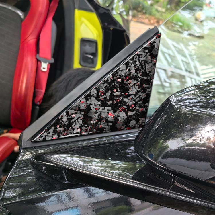 4pcs/Set Forged Gold Foil Carbon Fiber Car Outside A-pillar Decorative Sticker for Chevrolet Corvette C8 2020-, Left and Right Driver, Outside A-pillar