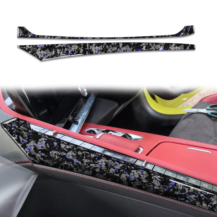 2pcs/Set Forged Gold Foil Carbon Fiber Car Center Console Side Decorative Sticker for Chevrolet Corvette C8 2020-, Right Driver, Center Console Side, Right Driver