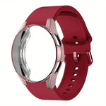 矽膠錶帶附 TPU 保護殼，適用於 Samsung Galaxy Watch 7 44mm，適用於 Samsung Galaxy Watch 7 40mm，適用於 Samsung Galaxy Watch 4 Classic 46mm，適用於 Samsung Galaxy Watch 4 Classic 42mm