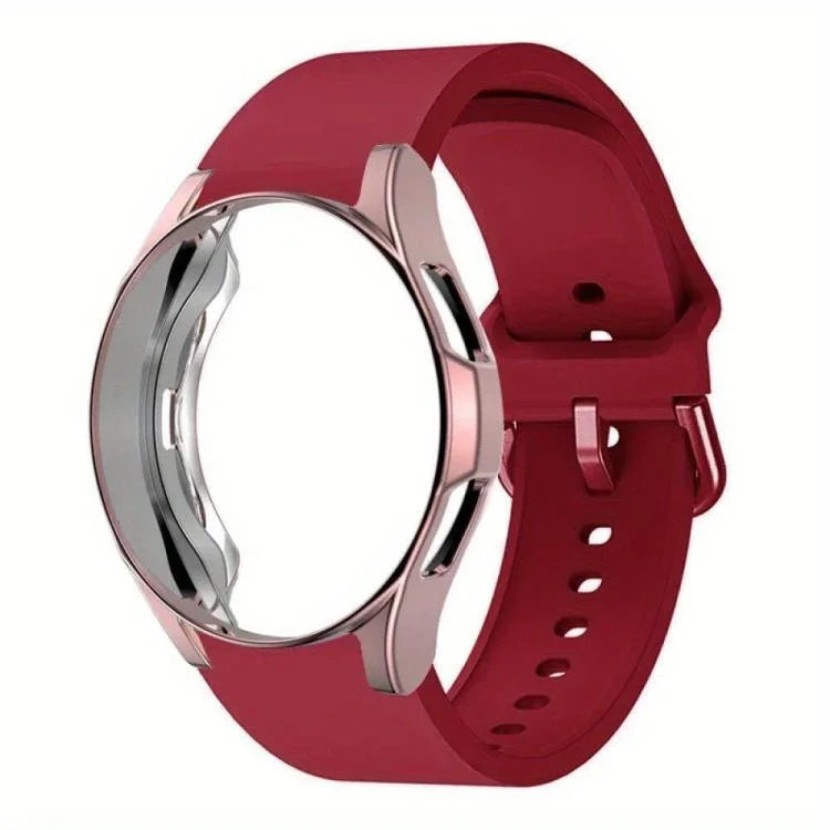 矽膠錶帶附 TPU 保護殼，適用於 Samsung Galaxy Watch 7 44mm，適用於 Samsung Galaxy Watch 7 40mm，適用於 Samsung Galaxy Watch 4 Classic 46mm，適用於 Samsung Galaxy Watch 4 Classic 42mm