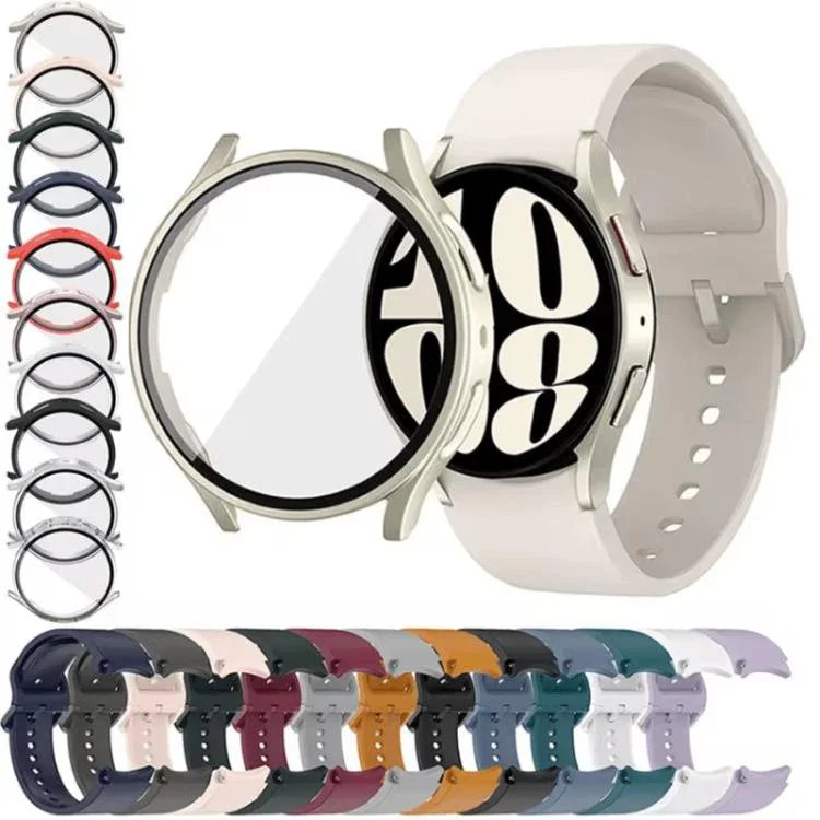 矽膠錶帶附 TPU 保護殼，適用於 Samsung Galaxy Watch 7 44mm，適用於 Samsung Galaxy Watch 7 40mm，適用於 Samsung Galaxy Watch 4 Classic 46mm，適用於 Samsung Galaxy Watch 4 Classic 42mm