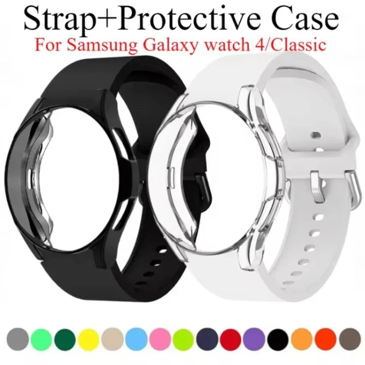 矽膠錶帶附 TPU 保護殼，適用於 Samsung Galaxy Watch 7 44mm，適用於 Samsung Galaxy Watch 7 40mm，適用於 Samsung Galaxy Watch 4 Classic 46mm，適用於 Samsung Galaxy Watch 4 Classic 42mm