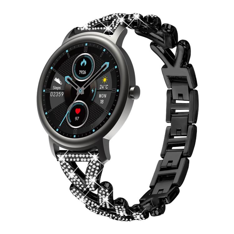 xDfind Small Twist Diamond Metal Watch Band, 20mm For COROS APEX 2 42mm / PACE 2, 20mm For Huawei Watch GT4 / GT3 / GT2, 20mm For Amazfit Bip U / Bip Lite / Bip 3 Pro, 20mm For Amazfit GTS4 Mini/3/2 /2e/2 Mini, 20mm For Xiaomi Haylou RS4 Plus LS11 / LS...