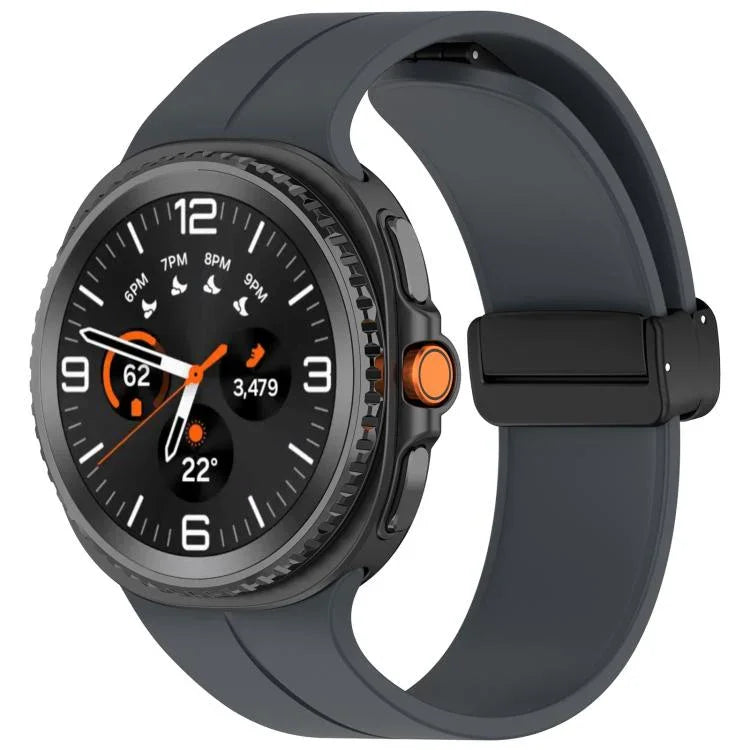 xDfind 折疊黑色扣環磁吸矽膠錶帶，適用於 Samsung Galaxy Watch8 / Watch8 Classic