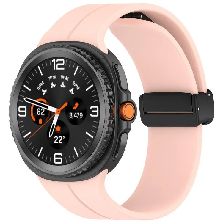xDfind 折疊黑色扣環磁吸矽膠錶帶，適用於 Samsung Galaxy Watch8 / Watch8 Classic