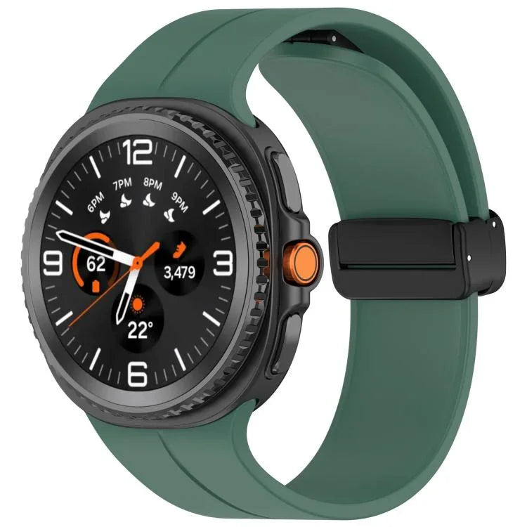 xDfind 折疊黑色扣環磁吸矽膠錶帶，適用於 Samsung Galaxy Watch8 / Watch8 Classic