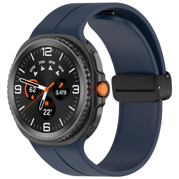 xDfind 折疊黑色扣環磁吸矽膠錶帶，適用於 Samsung Galaxy Watch8 / Watch8 Classic