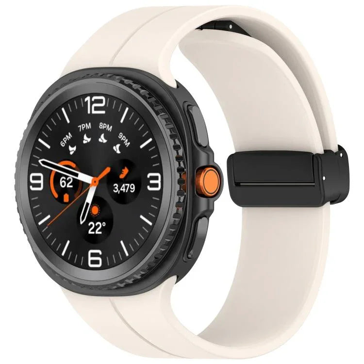 xDfind 折疊黑色扣環磁吸矽膠錶帶，適用於 Samsung Galaxy Watch8 / Watch8 Classic