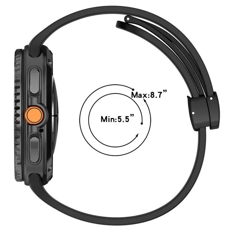 xDfind 折疊黑色扣環磁吸矽膠錶帶，適用於 Samsung Galaxy Watch8 / Watch8 Classic