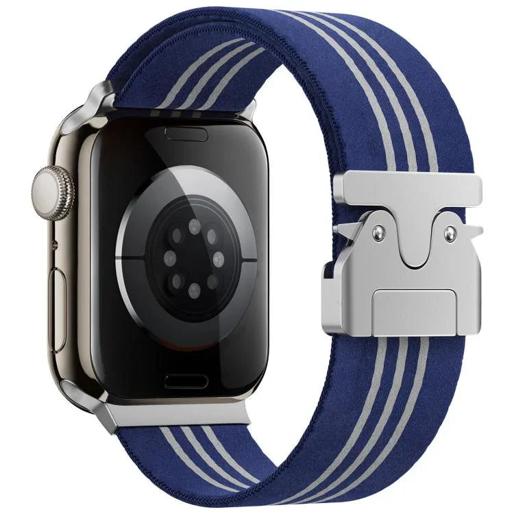 xDfind 降落傘扣三條紋編織尼龍錶帶，適用於Apple Watch 42 / 44 / 45 / 46 / 49mm，適用於Apple Watch 38 / 40 / 41 / S10 42mm